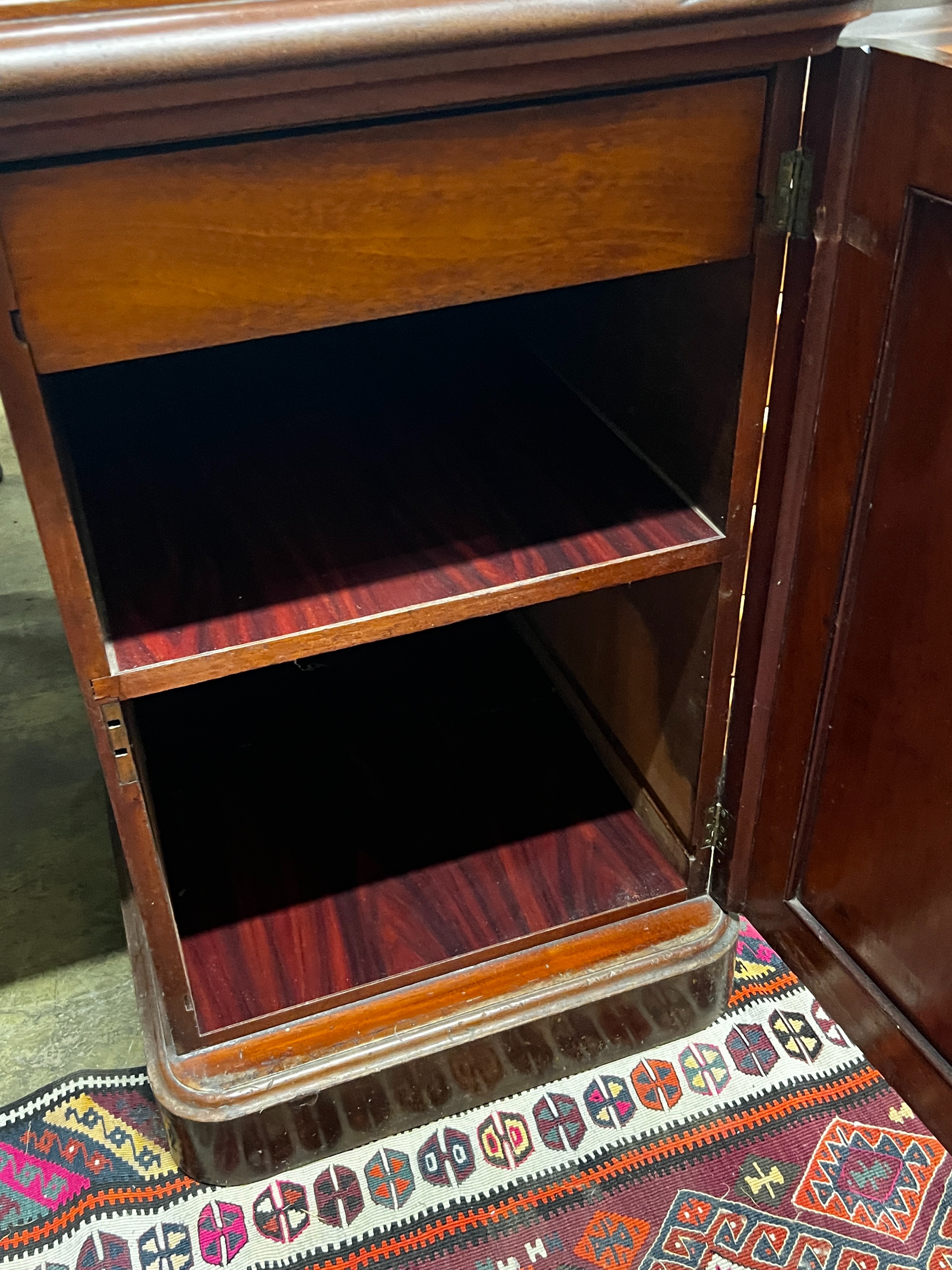 A Victorian mahogany inverse breakfront sideboard, length 180cm, depth 62cm, height 93cm